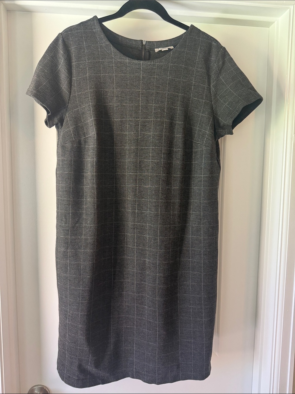 Loft Classic Gray Windowpane Shift Dress Size Large